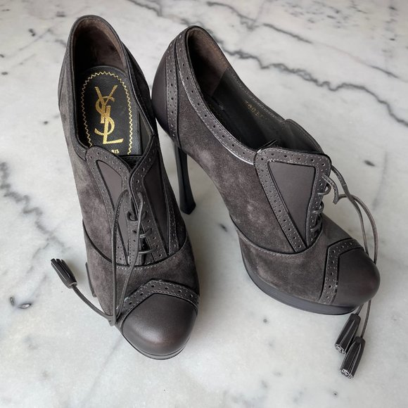 Yves Saint Laurent Lace Up Oxford Ankle Boots - Picture 5 of 16